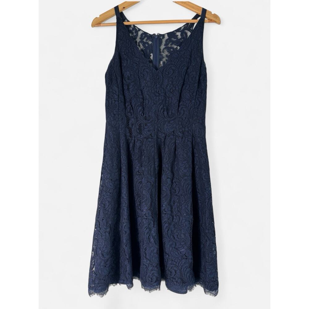 Joie Women Dress Navy Blue Lace V-Neck Size S Cocktail Party Feminine Back Lace
